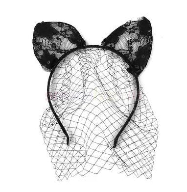 Costume Party Lace Cat Ears With Veil
