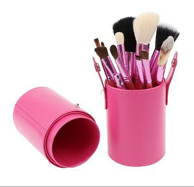 Makeup Brush Cylinder 12pc Set (Choose Colour)