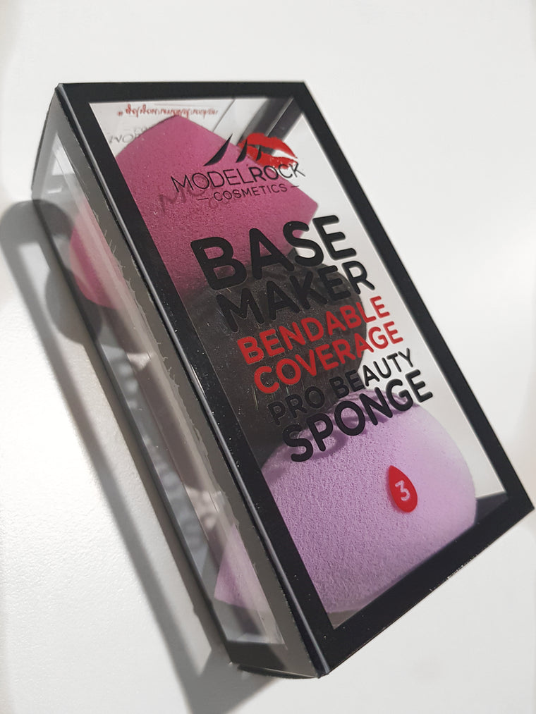 BASE MAKER - Blendable Coverage "Pro" Beauty Sponge PRO 3pk (LILAC,BLACK&DARKPINKWEDGE)