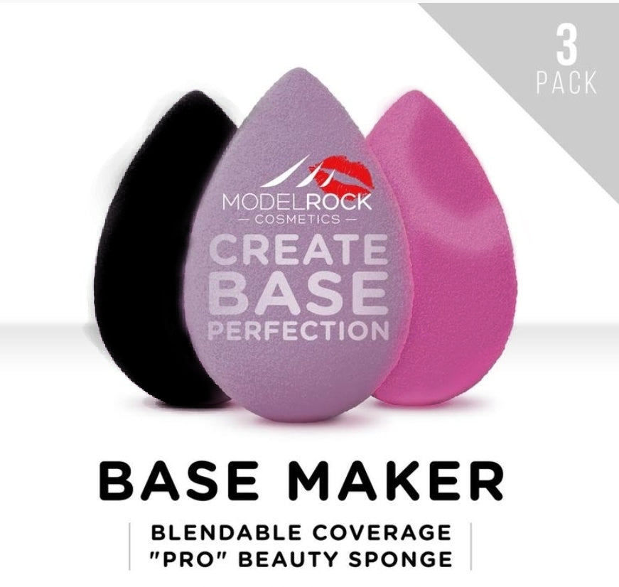 BASE MAKER - Blendable Coverage "Pro" Beauty Sponge PRO 3pk (LILAC,BLACK&DARKPINKWEDGE)