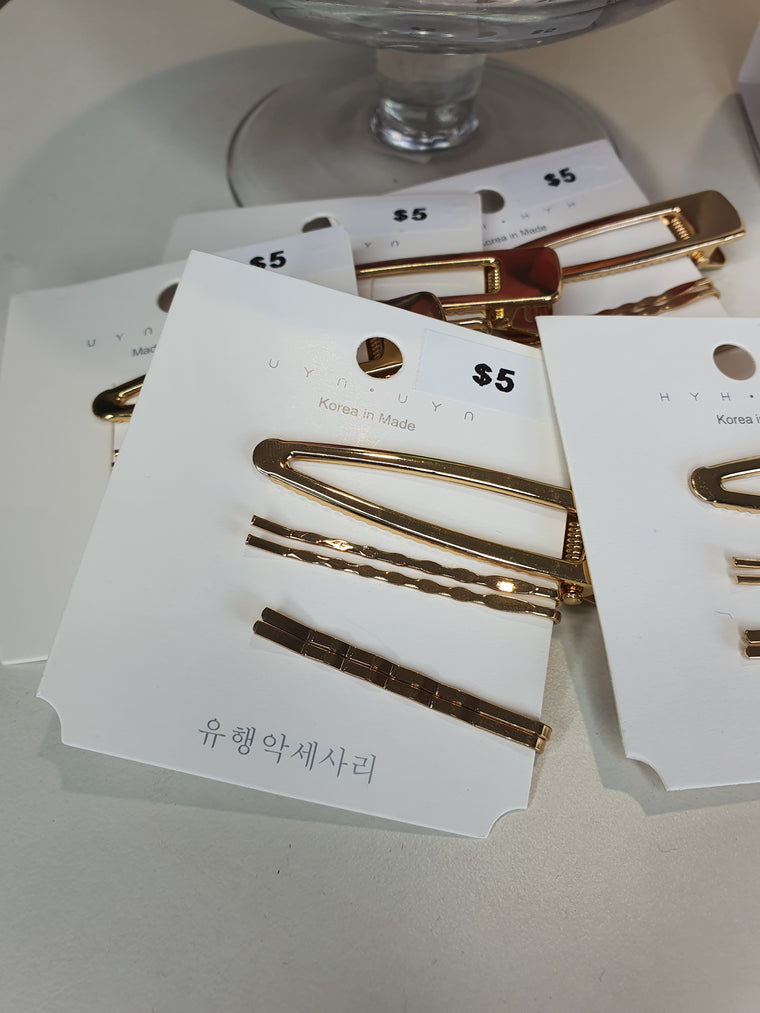 Gold Hair Pin Set 5pc